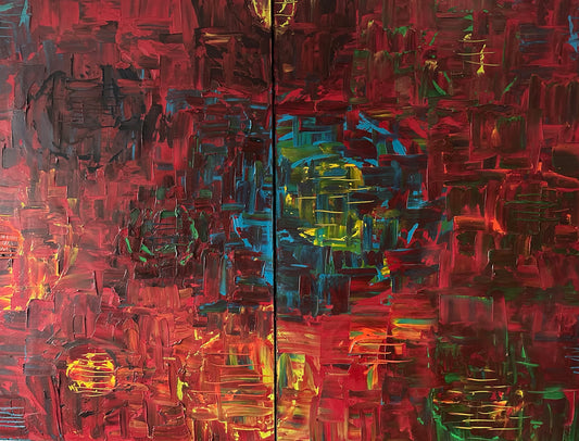 Rio Series, Surdo, 48x24 each piece Oil Painting